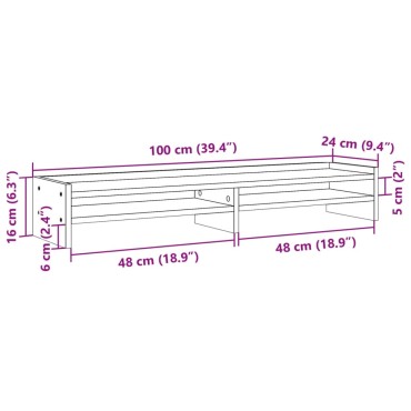 vidaXL Βάση Οθόνης Sonoma Δρυς 100x24x16 εκ. από Επεξ. Ξύλο