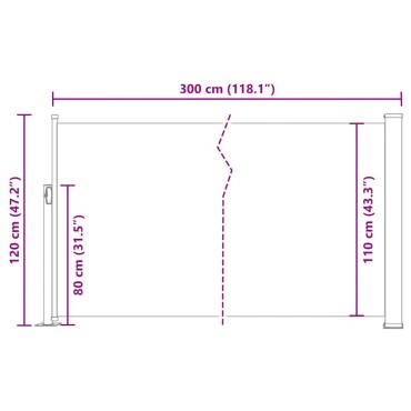 vidaXL Σκίαστρο Πλαϊνό Συρόμενο Μαύρο 117x314 εκ.