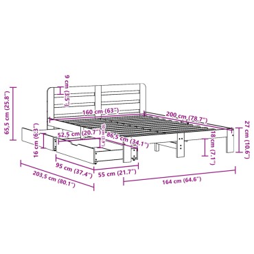 vidaXL Σκελετός Κρεβ. Χωρίς Στρώμα Καφέ Κεριού 160x200 εκ Μασίφ Πεύκο