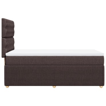 vidaXL Κρεβάτι Boxspring με Στρώμα Σκούρο Καφέ 100x200 εκ. Υφασμάτινο