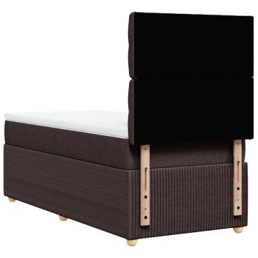 vidaXL Κρεβάτι Boxspring με Στρώμα Σκούρο Καφέ 100x200 εκ. Υφασμάτινο