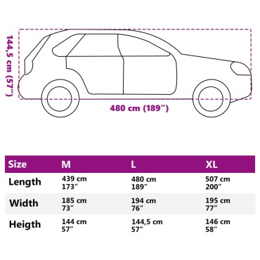 vidaXL Κουκούλα Αυτοκινήτου για SUV με Ιμάντες και Κλιπ Ασημί L