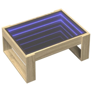 vidaXL Τραπεζάκι Σαλονιού Άπειρο Φως LED Sonoma Δρυς 70x53x30cm 1 τεμ.