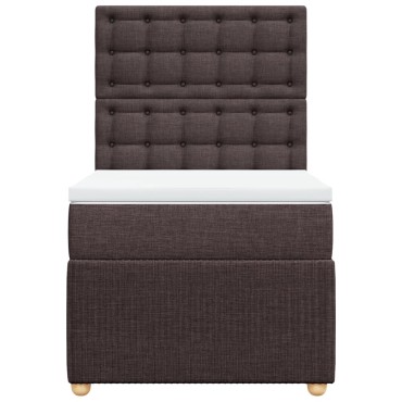 vidaXL Κρεβάτι Boxspring με Στρώμα Σκούρο Καφέ 100x200 εκ. Υφασμάτινο