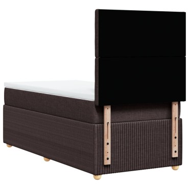 vidaXL Κρεβάτι Boxspring με Στρώμα Σκούρο Καφέ 100x200 εκ. Υφασμάτινο