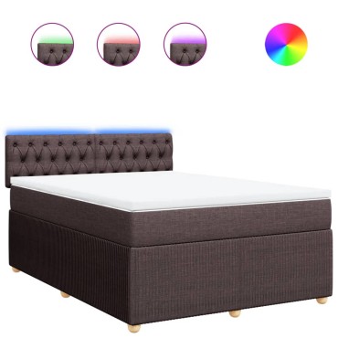 vidaXL Κρεβάτι Boxspring με Στρώμα Σκούρο Καφέ 160x200 εκ Υφασμάτινο