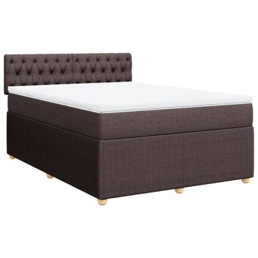 vidaXL Κρεβάτι Boxspring με Στρώμα Σκούρο Καφέ 160x200 εκ Υφασμάτινο