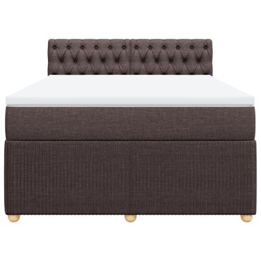 vidaXL Κρεβάτι Boxspring με Στρώμα Σκούρο Καφέ 160x200 εκ Υφασμάτινο