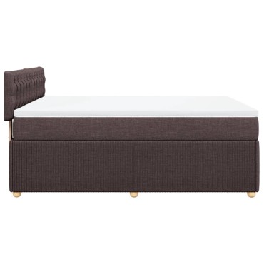 vidaXL Κρεβάτι Boxspring με Στρώμα Σκούρο Καφέ 160x200 εκ Υφασμάτινο