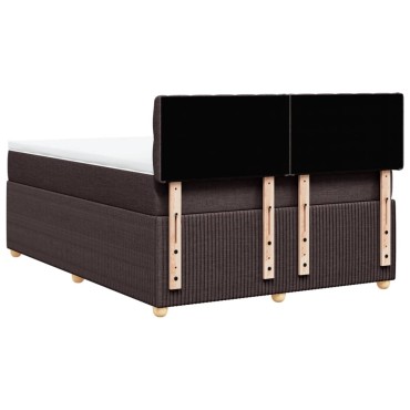 vidaXL Κρεβάτι Boxspring με Στρώμα Σκούρο Καφέ 160x200 εκ Υφασμάτινο