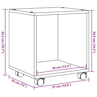 vidaXL Ντουλάπι Τροχήλατο Λευκό 37x33x42,5cm από Επεξ. Ξύλο 1 τεμ.