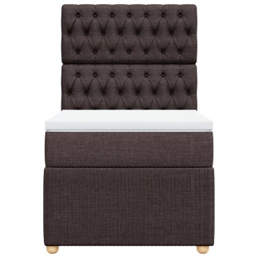 vidaXL Κρεβάτι Boxspring με Στρώμα Σκούρο Καφέ 100x200 εκ. Υφασμάτινο