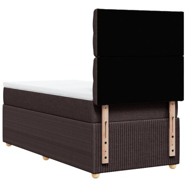 vidaXL Κρεβάτι Boxspring με Στρώμα Σκούρο Καφέ 100x200 εκ. Υφασμάτινο