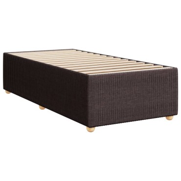 vidaXL Κρεβάτι Boxspring με Στρώμα Σκούρο Καφέ 100x200 εκ. Υφασμάτινο