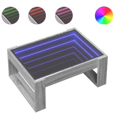 vidaXL Τραπεζάκι Σαλονιού Άπειρο Φως LED Γκρι Sonoma 70x53x30cm 1 τεμ.