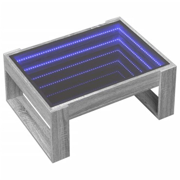 vidaXL Τραπεζάκι Σαλονιού Άπειρο Φως LED Γκρι Sonoma 70x53x30cm 1 τεμ.