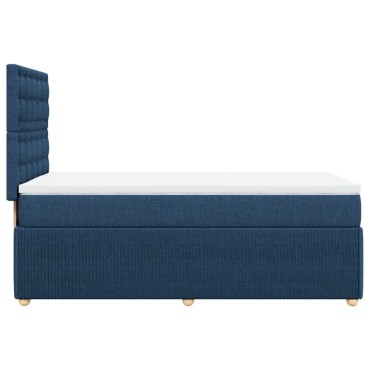 vidaXL Κρεβάτι Boxspring με Στρώμα Μπλε 90x190 εκ.Υφασμάτινο