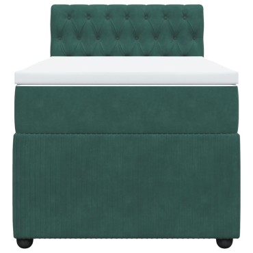 vidaXL Κρεβάτι Boxspring με Στρώμα Σκούρο Πράσινο 80x200 εκ. Βελούδινο