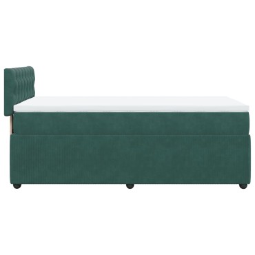 vidaXL Κρεβάτι Boxspring με Στρώμα Σκούρο Πράσινο 80x200 εκ. Βελούδινο
