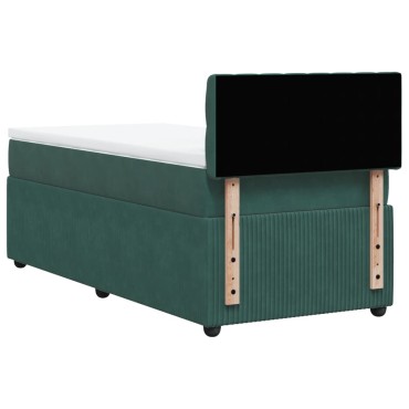 vidaXL Κρεβάτι Boxspring με Στρώμα Σκούρο Πράσινο 80x200 εκ. Βελούδινο