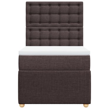 vidaXL Κρεβάτι Boxspring με Στρώμα Σκούρο Καφέ 100x200 εκ. Υφασμάτινο