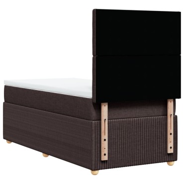 vidaXL Κρεβάτι Boxspring με Στρώμα Σκούρο Καφέ 100x200 εκ. Υφασμάτινο