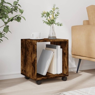 vidaXL Ντουλάπι Με Ροδάκια Καπνιστή Δρυς 37x33x42,5cm Επεξ. Ξύλο 1 τεμ.