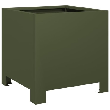 vidaXL Ζαρντινιέρες Κήπου 2 τεμ. Λαδί 30x30x30 εκ. από Ατσάλι