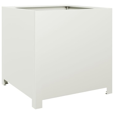 vidaXL Ζαρντινιέρα Κήπου Λευκό 50 x 50 x 50 εκ από Ατσάλι