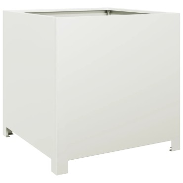vidaXL Ζαρντινιέρα Κήπου Λευκό 50 x 50 x 50 εκ από Ατσάλι