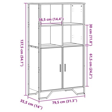 vidaXL Ντουλάπι Μαύρο 79,5x35,5x137,5cm Επεξεργασμένο Ξύλο 1 τεμ.