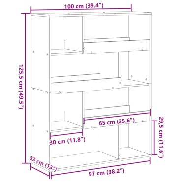 vidaXL Βιβλιοθήκη Λευκή 100x33x125,5cm από Επεξεργασμένο Ξύλο 1 τεμ.