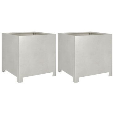 vidaXL Ζαρντινιέρες Κήπου 2 τεμ. 40x40x40 εκ. από Ανοξείδωτο Ατσάλι