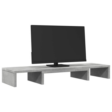vidaXL Βάση Οθόνης Ρυθμιζ. Γκρι Σκυρ. 80x24x10,5 εκ. Επεξεργ. Ξύλο