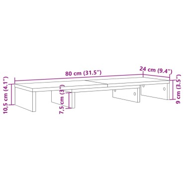 vidaXL Βάση Οθόνης Ρυθμιζ. Γκρι Σκυρ. 80x24x10,5 εκ. Επεξεργ. Ξύλο