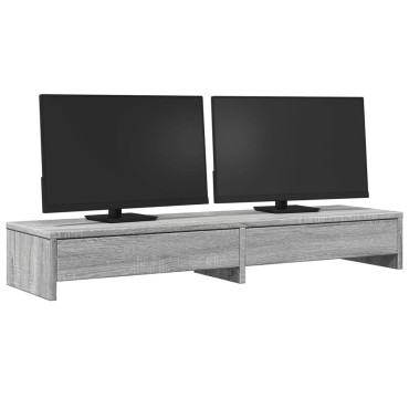 vidaXL Βάση Οθόνης με Συρτάρια Γκρι Sonoma 100x27x15 εκ. Επεξεργ. Ξύλο