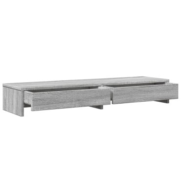 vidaXL Βάση Οθόνης με Συρτάρια Γκρι Sonoma 100x27x15 εκ. Επεξεργ. Ξύλο
