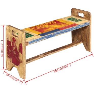 vidaXL Παγκάκι Cola από 100x30x50cm Μασίφ Ανακυκλωμένο Ξύλο 1 τεμ.