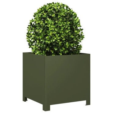 vidaXL Ζαρντινιέρες Κήπου 2 τεμ. Λαδί 40x40x40 εκ. από Ατσάλι