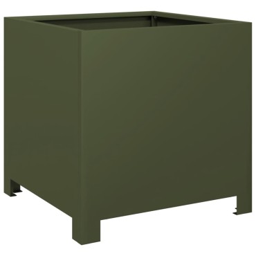 vidaXL Ζαρντινιέρες Κήπου 2 τεμ. Λαδί 40x40x40 εκ. από Ατσάλι