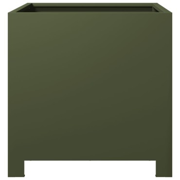 vidaXL Ζαρντινιέρες Κήπου 2 τεμ. Λαδί 40x40x40 εκ. από Ατσάλι