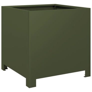 vidaXL Ζαρντινιέρες Κήπου 2 τεμ. Λαδί 40x40x40 εκ. από Ατσάλι