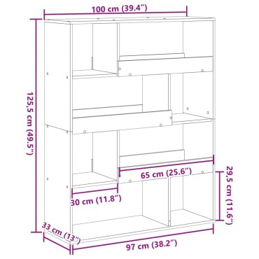 vidaXL Βιβλιοθήκη/Διαχωριστικό Χώρου 100x33x125,5cm Επεξ. Ξύλο 1 τεμ.