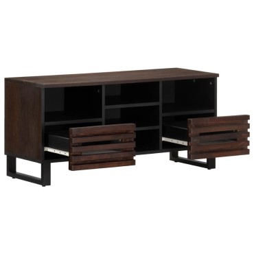vidaXL Έπιπλο Τηλεόρασης Καφέ 100x34x46cm Μασίφ Ξύλο Μάνγκο 1 τεμ.