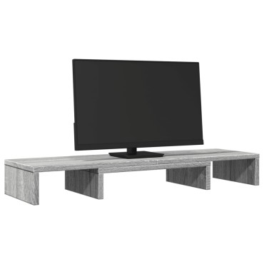 vidaXL Βάση Οθόνης Ρυθμιζ. Γκρι Sonoma 80x24x10,5 εκ. Επεξεργ. Ξύλο