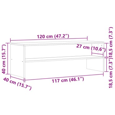 vidaXL Έπιπλο Τηλεόρασης Artisian Δρυς 120x40x40cm Επεξεργασμένο Ξύλο