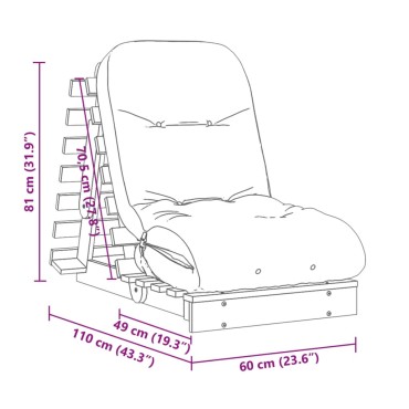 vidaXL Καναπές Κρεβάτι Futon με Στρώμα 60x206x11 εκ. Μασίφ Ξύλο Πεύκου