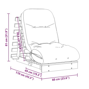 vidaXL Καναπές Κρεβάτι Futon/Στρώμα 60x206x11 Εμποτισμένο Ξύλο Πεύκου