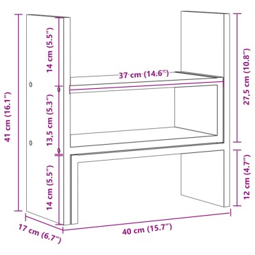 vidaXL Έπιπλο Οργάνωσης Γραφείου Ρυθμιζ. Δρυς 40x17x41 εκ. Επεξ. Ξύλο