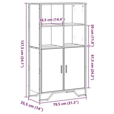vidaXL Ντουλάπι Sonoma Δρυς 79,5x35,5x137,5cm Επεξεργασμένο Ξύλο 1 τεμ.